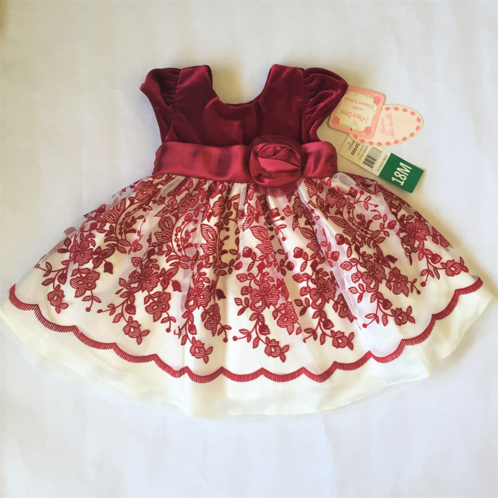 NWT Jona Michelle Girl Holiday Dress 18M Red White